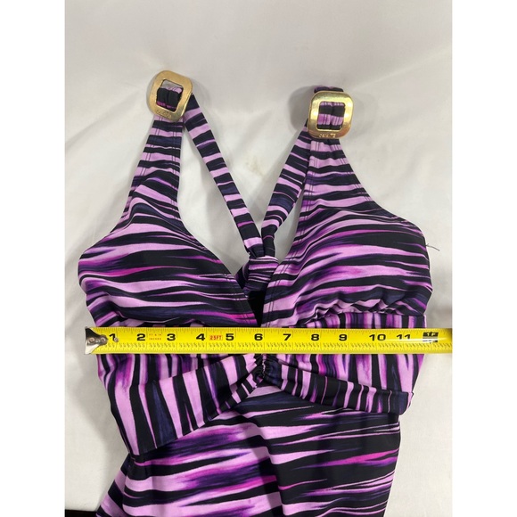 NWOT Catalina Women’s Swimsuit Purple Stripe Sz XL (12-14) Still Has Protection - Picture 8 of 9